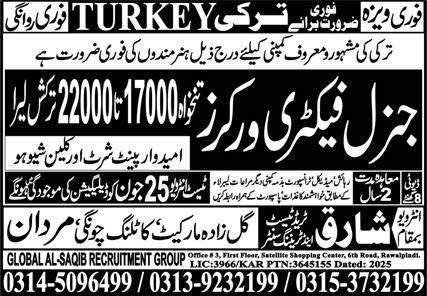General Factory Worker Jobs in Turkey